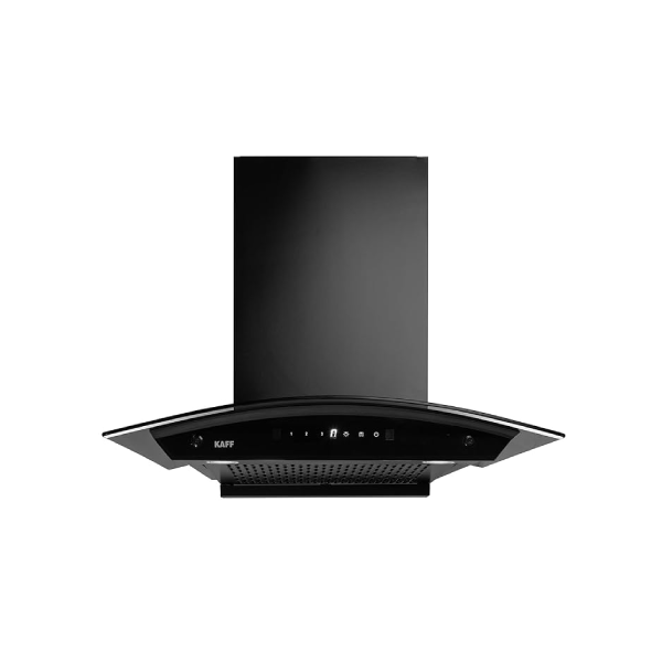 KAFF K-Series KEC 60A Filterless Auto-Clean Kitchen Chimney, 60 CM, Curved Glass,1450 m3/hr Suction, Touch & Motion Sensor, 2 Years Comprehensive and Lifetime on Motor Warranty* | Black