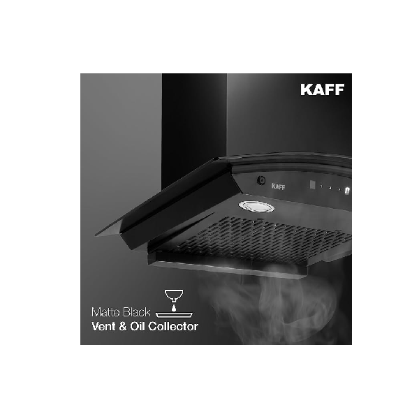 KAFF K-Series KEC 60A Filterless Auto-Clean Kitchen Chimney, 60 CM, Curved Glass,1450 m3/hr Suction, Touch & Motion Sensor, 2 Years Comprehensive and Lifetime on Motor Warranty* | Black - Image 3