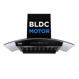 Glen Hood RICA 90 Curved Glass Kitchen Chimney | 1500 m³/hr Suction | BLDC Motor | Filterless Thermal Auto Clean | Touch & Gesture Control |1 Year Comprehensive Warranty & 7 Year on Motor| Black