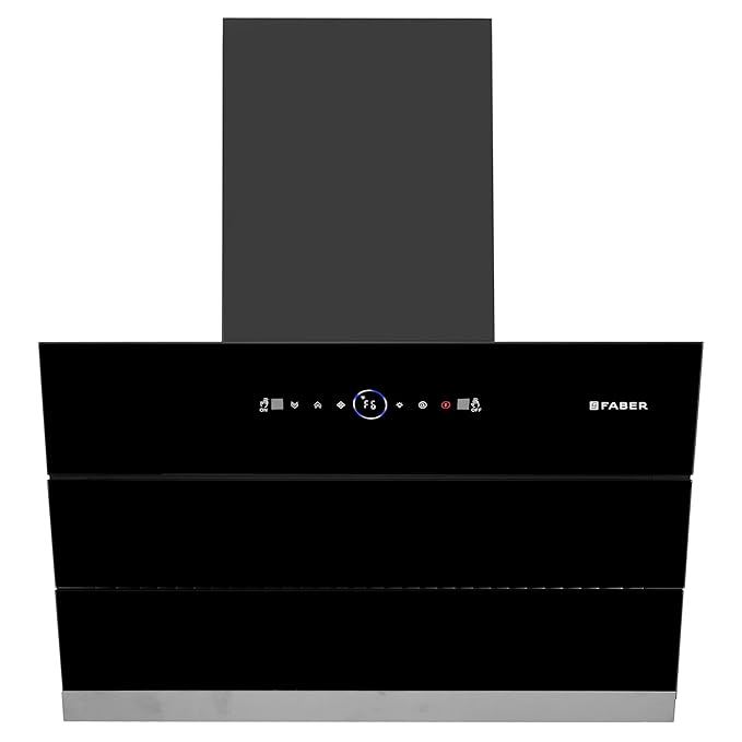 Faber 60cm 1500m³/hr BLDC Motor Autoclean Slant Chimney| Black Matt Filterless |9 Speed Control |Touch & Gesture Control |Oil Collector|2Yrs Comprehensive Warranty by Faber|Hood Maple BLDC FL HC BK 60