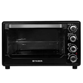 Faber 45L 2000W OTG | Bake, Toast, Roast, Grill | 4 Heating Functions, Upper & Lower Heating, Rottisserie, 360° Convection| Indicator Light, Auto Shut-Off, Ready Bell | Removable Crumb Tray | (Black)