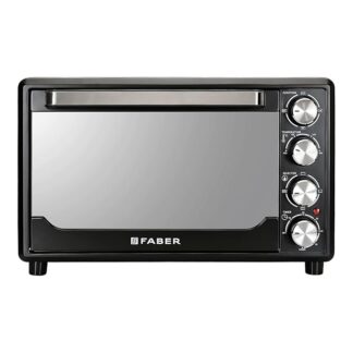 Faber 34L Double Glazed 1600W OTG|Bake, Toast, Roast, Grill|6 Functions, Upper & Lower Heating, Rotisserie, 360° Convection,Crumb Tray, Double Glaze Glass|Bake Plate, Pizza Plate, Silicon Gloves|Black