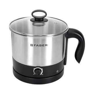 Faber 1.2L 700W Multi Cooker with SS304 Body, Cool Touch Handle, auto Cut-Off Feature, Comes with Boiler Stand, Temperature Control knob || 1 Year Comprehensive Warranty (FWK 1.2L MULTICOOKER) SS